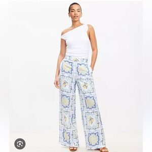 Loft Pull On Wide Leg Linen Pants